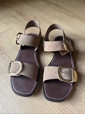 Women's Mira Double Buckle Flat Sandals - Universal Thread™ Tan 8